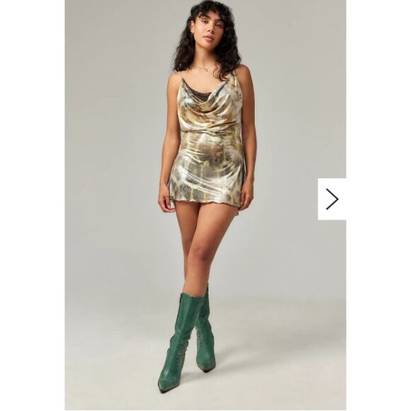 Jaded London Dress Women 0 Leopard Metallic Mirage Mini Going Out Party Cocktail - Picture 3 of 13